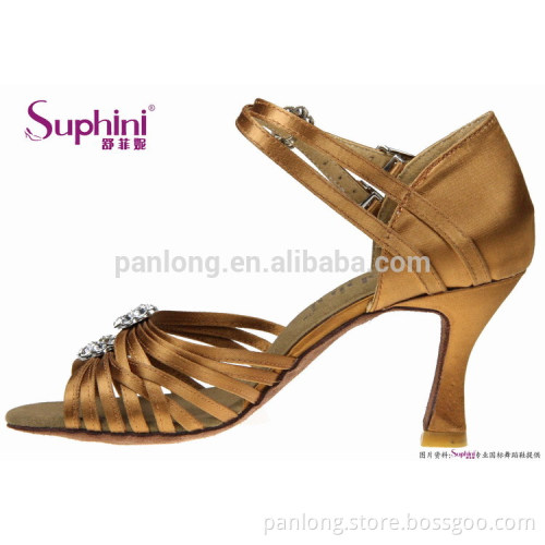 Nice Crystal Women Shoes, Fashion Latin Salsa Dance Shoes in Deep Tan